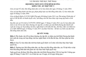 Nghị quyết 62/2011/NQ-HĐND8 hỗ trợ khen thưởng cá nhân thành tích Bình Dương