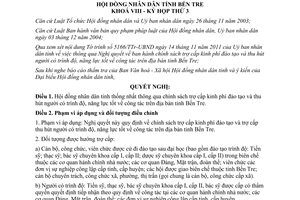 Nghị quyết 16/2011/NQ-HĐND trợ cấp kinh phí đào tạo Bến Tre