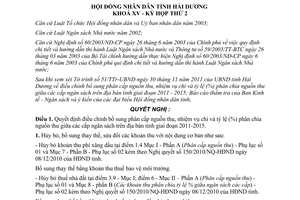 Nghị quyết 21/2011/NQ-HĐND phân cấp nguồn thu Hải Dương