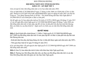 Nghị quyết 26/2011/NQ-HĐND điều chỉnh mức phụ cấp bảo vệ dân phố Hải Dương
