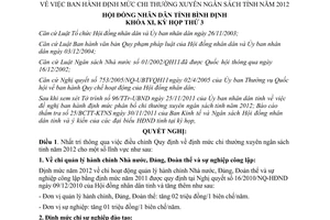 Nghị quyết 37/2011/NQ-HĐND chi thường xuyên ngân sách tỉnh Bình Định