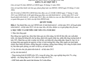 Nghị quyết 18/2011/NQ-HĐND nhiệm vụ phát triển kinh tế xã hội năm 2012