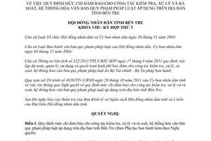 Nghị quyết 18/2011/NQ-HĐND mức chi kiểm tra xử lý rà soát hệ thống hoá văn bản quy phạm Bến Tre