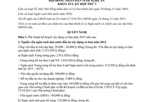 Nghị quyết 26/2011/NQ-HĐND kế hoạch đầu tư xây dựng cơ bản 2012 Nghệ An