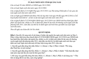 Quyết định 36/2011/QĐ-UBND sửa đổi phân cấp nguồn thu ngân sách kèm 32/2010/QĐ-UBND Quảng Nam