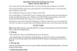 Nghị quyết 28/2011/NQ-HĐND số lượng và mức phụ cấp đối với Công an viên Quảng Nam