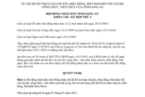 Nghị quyết 43/2011/NQ-HĐND hỗ trợ luân chuyển điều động biệt phái cán bộ công viên chức Long An