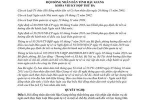 Nghị quyết 18/2011/NQ-HĐND chi ngân sách thực hiện Luật Dân quân tự vệ Hậu Giang