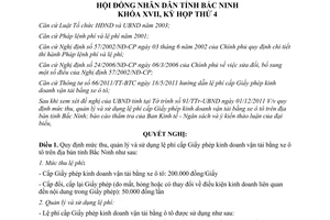 Nghị quyết 37/2011/NQ-HĐND lệ phí cấp Giấy phép kinh doanh vận tải bằng xe ô tô Bắc Ninh