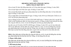 Nghị quyết 25/2011/NQ-HĐND mức chi công tác kiểm tra xử lý rà soát văn bản pháp luật Sóc Trăng
