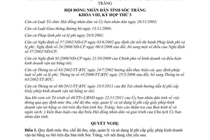 Nghị quyết 31/2011/NQ-HĐND thu nộp quản lý sử dụng lệ phí cấp giấy phép vận tải bằng xe ôtô Sóc Trăng