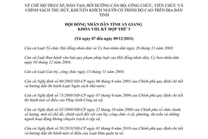 Nghị quyết 15/2011/NQ-HĐND trợ cấp đào tạo bồi dưỡng cán bộ công viên chức An Giang