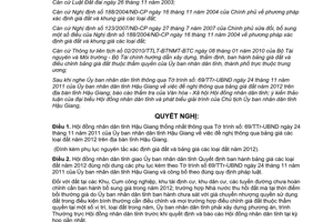 Nghị quyết 20/2011/NQ-HĐND bảng giá đất năm 2012 trên địa bàn tỉnh Hậu Giang