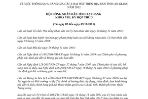 Nghị quyết 13/2011/NQ-HĐND thông qua bảng giá đất An Giang năm 2012
