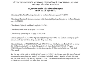 Nghị quyết 44/2011/NQ-HĐND mức vận động đóng góp Quỹ quốc phòng an ninh Bình Định