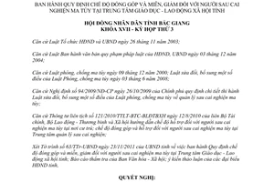 Nghị quyết 32/2011/NQ-HĐND đóng góp miễn giảm người sau cai nghiện ma tuý Bắc Giang