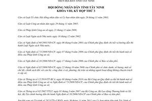 Nghị quyết 48/2011/NQ-HĐND mức hỗ trợ Công an xã Bảo vệ dân phố Tuần tra nhân dân Tây Ninh