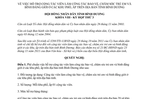 Nghị quyết số 60/2011/NQ-HĐND8 hỗ trợ cộng tác viên bảo vệ chăm sóc trẻ em