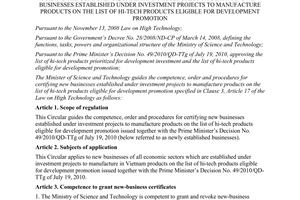 Circular No. 33/2011/TT-BKHCN guiding the competence, order and procedures