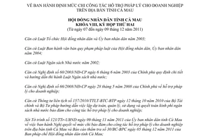 Nghị quyết 11/2011/NQ-HĐND định mức chi công tác hỗ trợ pháp lý cho doanh nghiệp