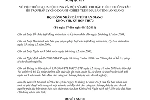 Nghị quyết 14/2011/NQ-HĐND mức chi đặc thù công tác hỗ trợ pháp lý doanh nghiệp An Giang