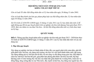 Nghị quyết 26/2011/NQ-HĐND Quy hoạch phát triển sự nghiệp văn hóa Quảng Nam giai đoạn 2012 2020