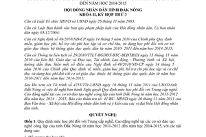 Nghị quyết 36/2011/NQ-HĐND học phí trường nghề tại các cơ sở đào tạo Đắk Nông