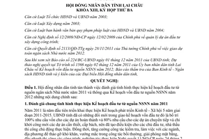 Nghị quyết 24/2011/NQ-HĐND kế hoạch vốn đầu tư từ nguồn ngân sách nhà nước Lai Châu 2012 2011