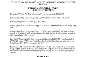 Nghị quyết 41/2011/NQ-HĐND chế độ đào tạo bồi dưỡng cán bộ công chức viên chức Long An