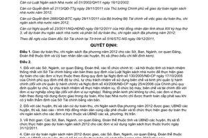 Quyết định 38/2011/QĐ-UBND giao dự toán thu chi ngân sách địa phương 2012 Lai Châu