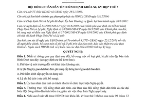 Nghị quyết 41/2011/NQ-HĐND sửa đổi một số loại phí lệ phí Bình Định