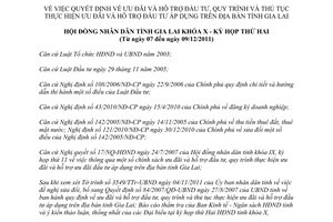 Nghị quyết 24/2011/NQ-HĐND ưu đãi và hỗ trợ đầu tư