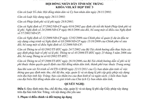 Nghị quyết 29/2011/NQ-HĐND mức thu chế độ thu nộp quản lý lệ phí cấp giấy phép xây dựng Sóc Trăng