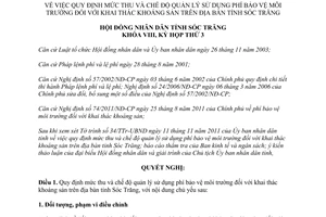 Nghị quyết 20/2011/NQ-HĐND thu quản lý phí bảo vệ môi trường khai thác khoáng sản Sóc Trăng