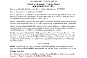 Nghị quyết 23/2011/NQ-HĐND lệ phí cấp giấy chứng nhận đăng ký kinh doanh Sóc Trăng