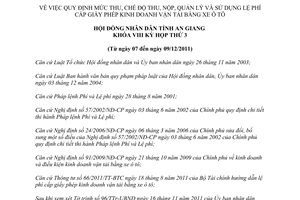 Nghị quyết 17/2011/NQ-HĐND lệ phí cấp giấy phép kinh doanh vận tải bằng xe ô tô An Giang