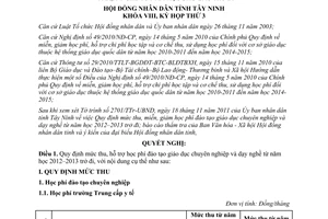 Nghị quyết 47/2011/NQ-HĐND hỗ trợ học phí giáo dục chuyên nghiệp Tây Ninh