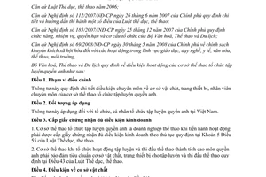 Thông tư 20/2011/TT-BVHTTDL điều kiện hoạt động của cơ sở thể thao