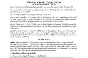 Nghị quyết 24/2011/NQ-HĐND sửa đổi bổ sung bãi bỏ điều chỉnh phí lệ phí Quãng Nam