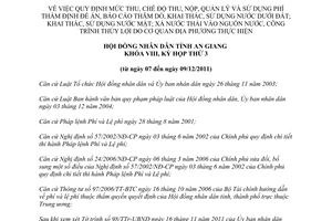 Nghị quyết 18/2011/NQ-HĐND phí thẩm định thăm dò khai thác nước dưới đất nước mặt xả thải An Giang