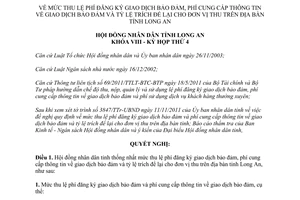 Nghị quyết 38/2011/NQ-HĐND lệ phí đăng ký cung cấp thông tin giao dịch bảo đảm Long An