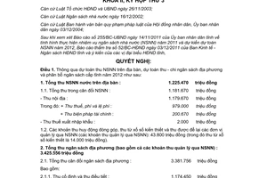 Nghị quyết 29/2011/NQ-HĐND dự toán thu chi phân bổ ngân sách 2012 tỉnh Đắk Nông