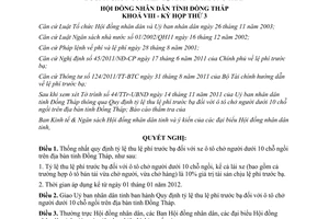 Nghị quyết 57/2011/NQ-HĐND  tỷ lệ thu lệ phí trước bạ xe ô tô