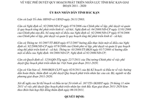 Quyết định 2298/QĐ-UBND Quy hoạch phát triển nhân lực Bắc Kạn 2011 2020