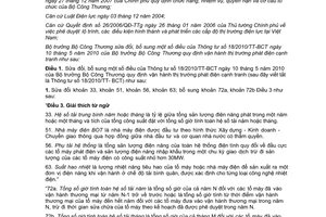 Thông tư 45/2011/TT-BCT sửa đổi Thông tư 18/2010/TT-BCT