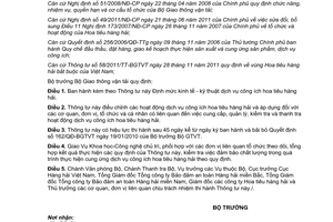 Thông tư 69/2011/TT-BGTVT Định mức kinh tế - kỹ thuật dịch vụ công ích hoa tiêu