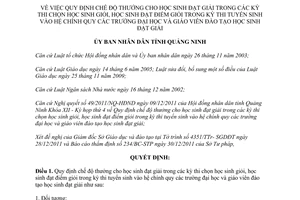 Quyết định 4241/2011/QĐ-UBND chế độ thưởng cho học sinh kỳ thi tuyển sinh Đại học giáo viên 2011