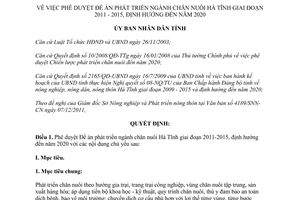Quyết định 4263/QĐ-UBND phê duyệt Đề án Phát triển ngành chăn nuôi Hà Tĩnh 2011 2015