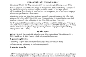 Quyết định số 1199/QĐ-UBND.HC Quy hoạch phát triển Công nghệ thông tin Đồng Tháp 2011 2020 2011