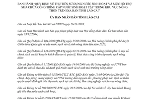 Quyết định 59/2011/QĐ-UBND thu tiền sử dụng nước sinh hoạt